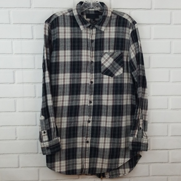 21men Other - 21Men Classic Flannel Zip Back Button Down Shirt